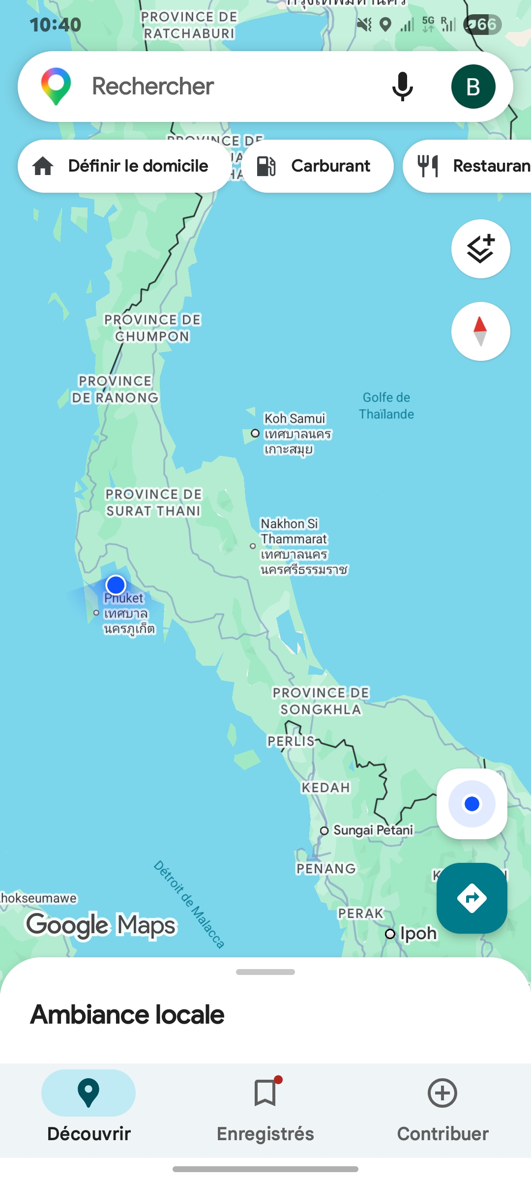 Google Maps Koh Yao Noi Phuket — localisation test eSIM 5G AIS